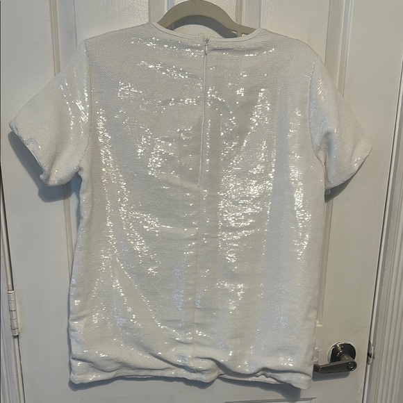 Lola + The Boys White Sequin “A Lot Going On At The Moment” Tee - Picture 5 of 9